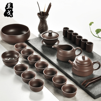 蘭戈整套宜興紫砂功夫茶具原礦老紫泥西施壺整套茶具茶杯套裝