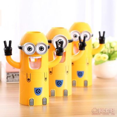 創(chuàng)新生活小助手 小黃人自動(dòng)擠牙膏牙刷架套裝